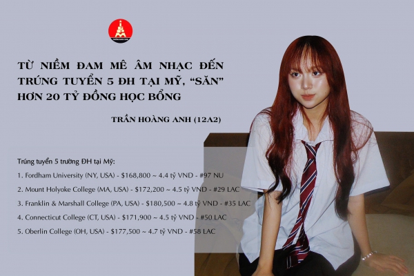 THPT-VP | TỪ NIỀM ĐAM M&Ecirc; &Acirc;M NHẠC ĐẾN TR&Uacute;NG TUYỂN 5 ĐH TẠI MỸ, &ldquo;SĂN&rdquo; HƠN 20 TỶ ĐỒNG HỌC BỔNG